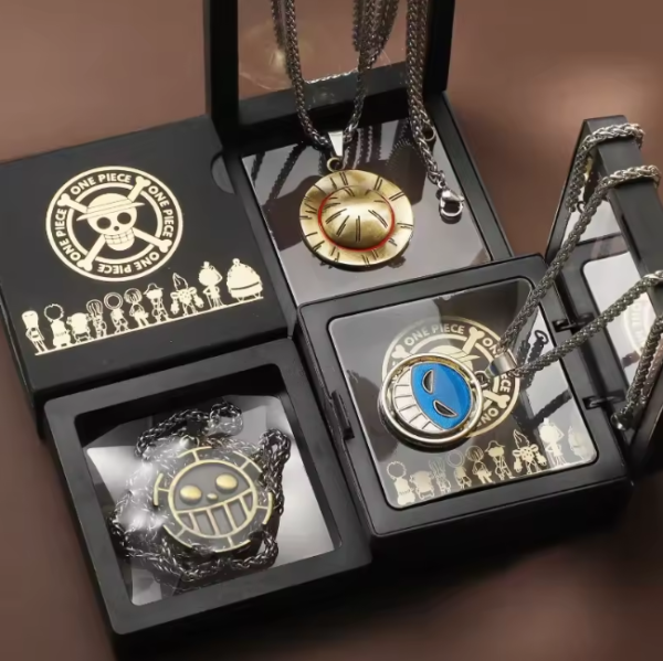 Collares Inoxidables de One Piece (Símbolo de Ace, Sombrero de Luffy y Símbolo de Law )