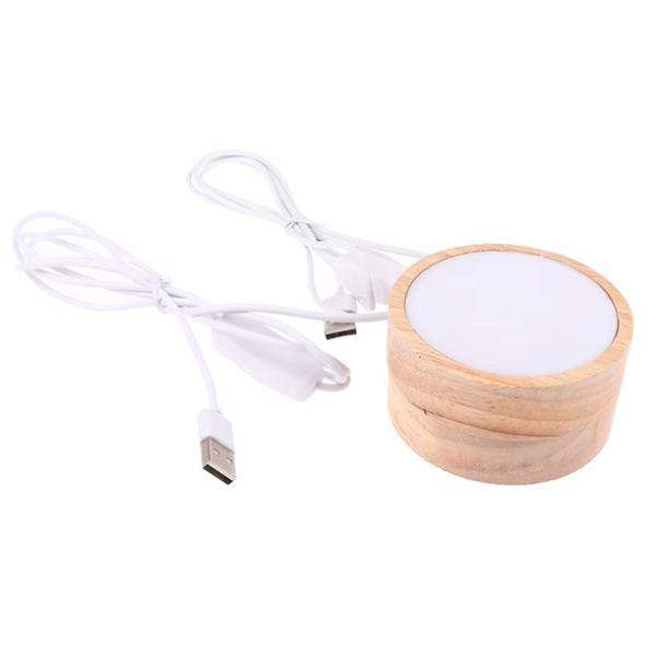 Base LED de Madera Circular para Iluminación de Barcos Coleccionables
