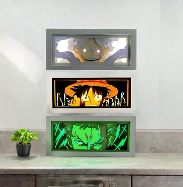 Lámparas Cuadro LED de One Piece – Zoro, Luffy Gear 5 y Luffy Normal